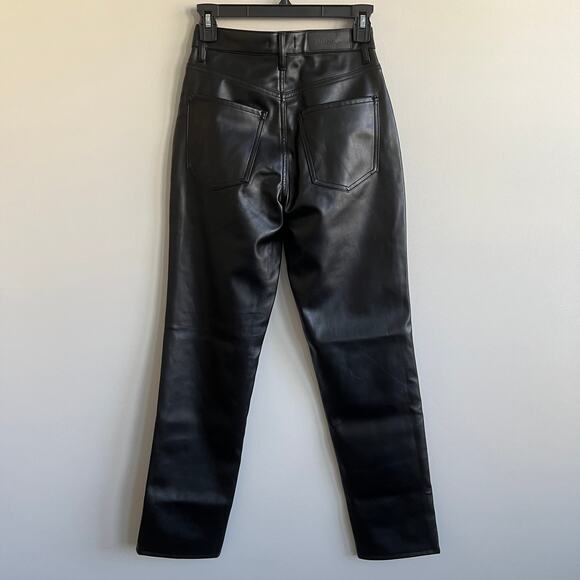 PacSun Stretch Dad Asymmetrical Waist Jeans Faux Leather Black 24 NWT - Picture 5 of 12